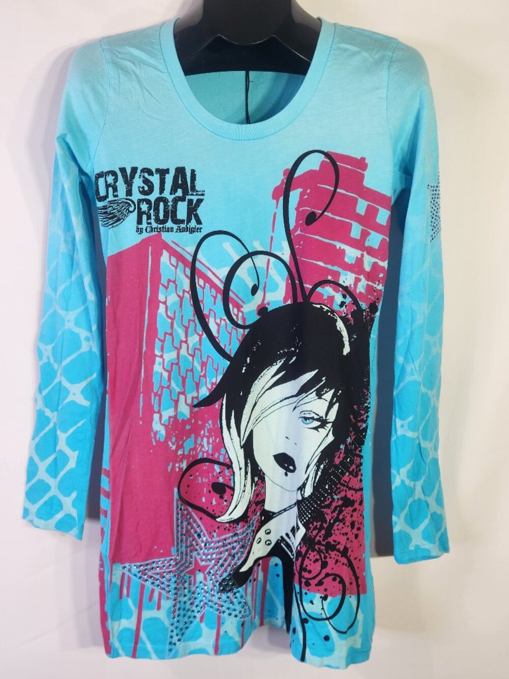 Crystal Rock by Christian Audigier Limited Edition #209/1000 Rocker Girl Tee – L
